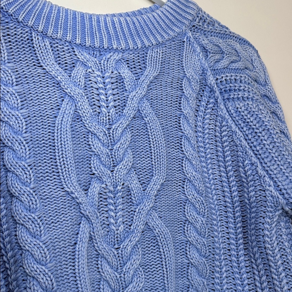 NEW Free People Frankie Cable Sweater in Della Robbia Blue size XS - Picture 6 of 8